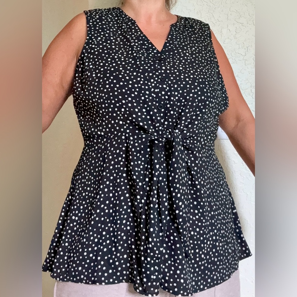 Torrid Black Blouse with White Dots